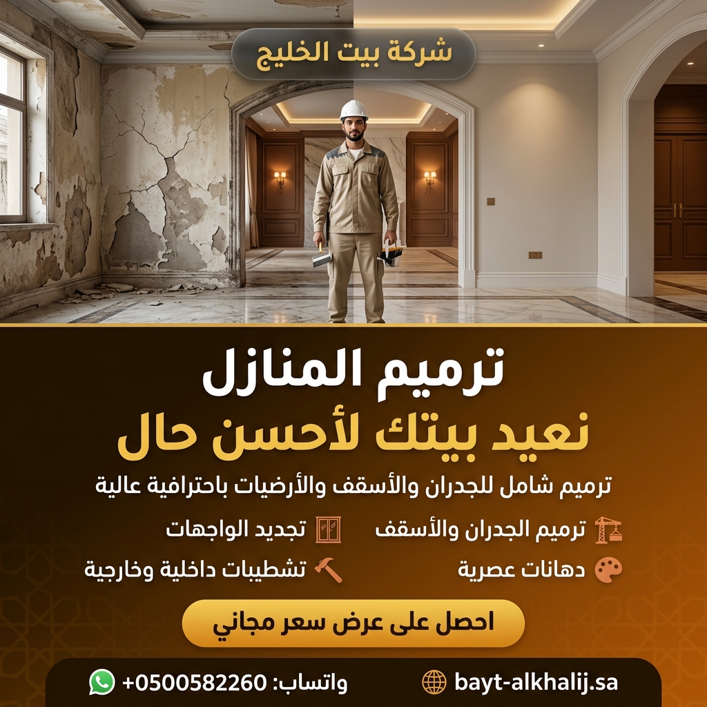 شركة ترميم وتشطيب منازل وفلل 🛠️✨